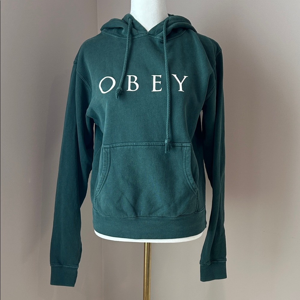 Obey Women's Green Hoodie Sweater Sweatshirt Size Small - Picture 8 of 8